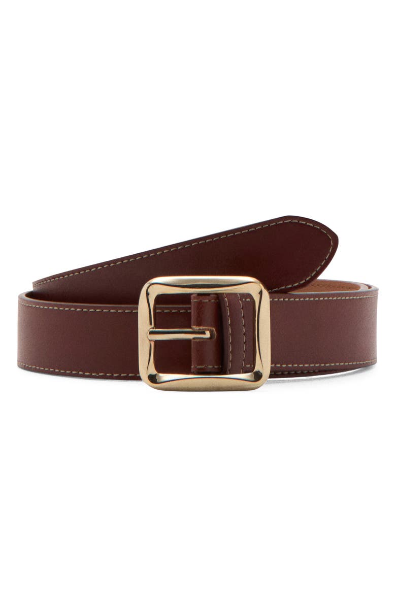 MANGO Square Buckle Belt, Main, color, Brown