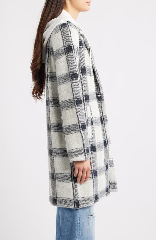Thread & Supply Plaid Coat With Bib Hoodie In Blue