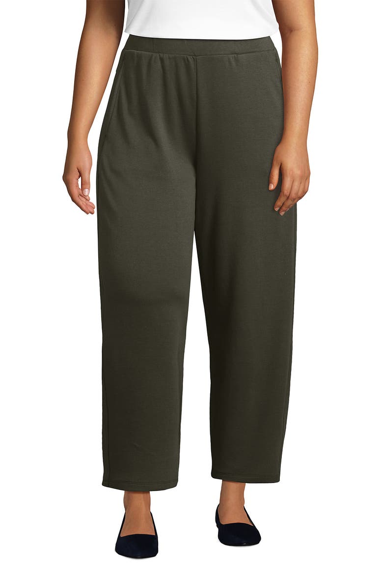Plus Size Sport Knit High Rise Barrel Ankle Pants, Main, color, Forest Moss