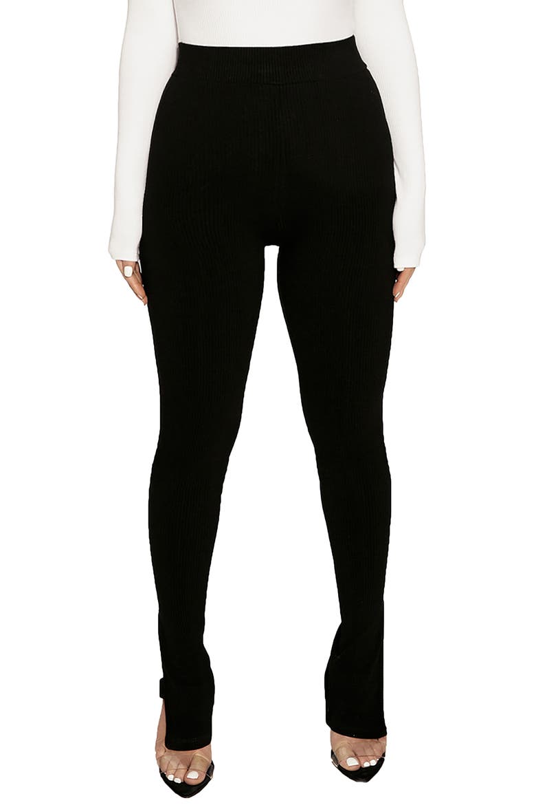 Side Slit Leggings, Main, color, BLACK