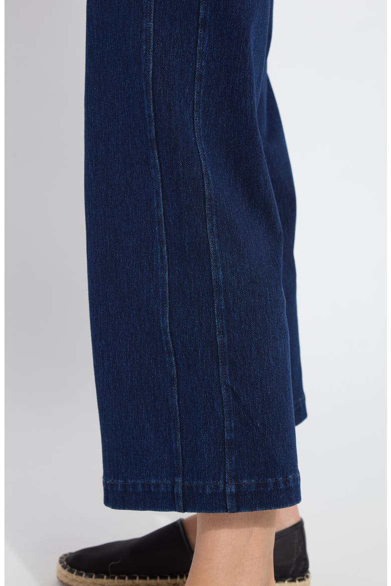 Layton Pull-On High Waist Crop Wide Leg Knit Jeans, Alternate, color, DARK INDIGO