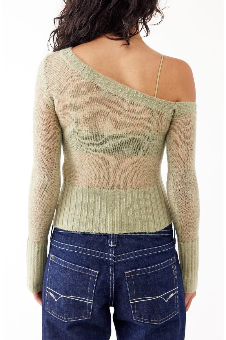 Asymmetric Open Stitch Sweater, Alternate, color, KHAKI