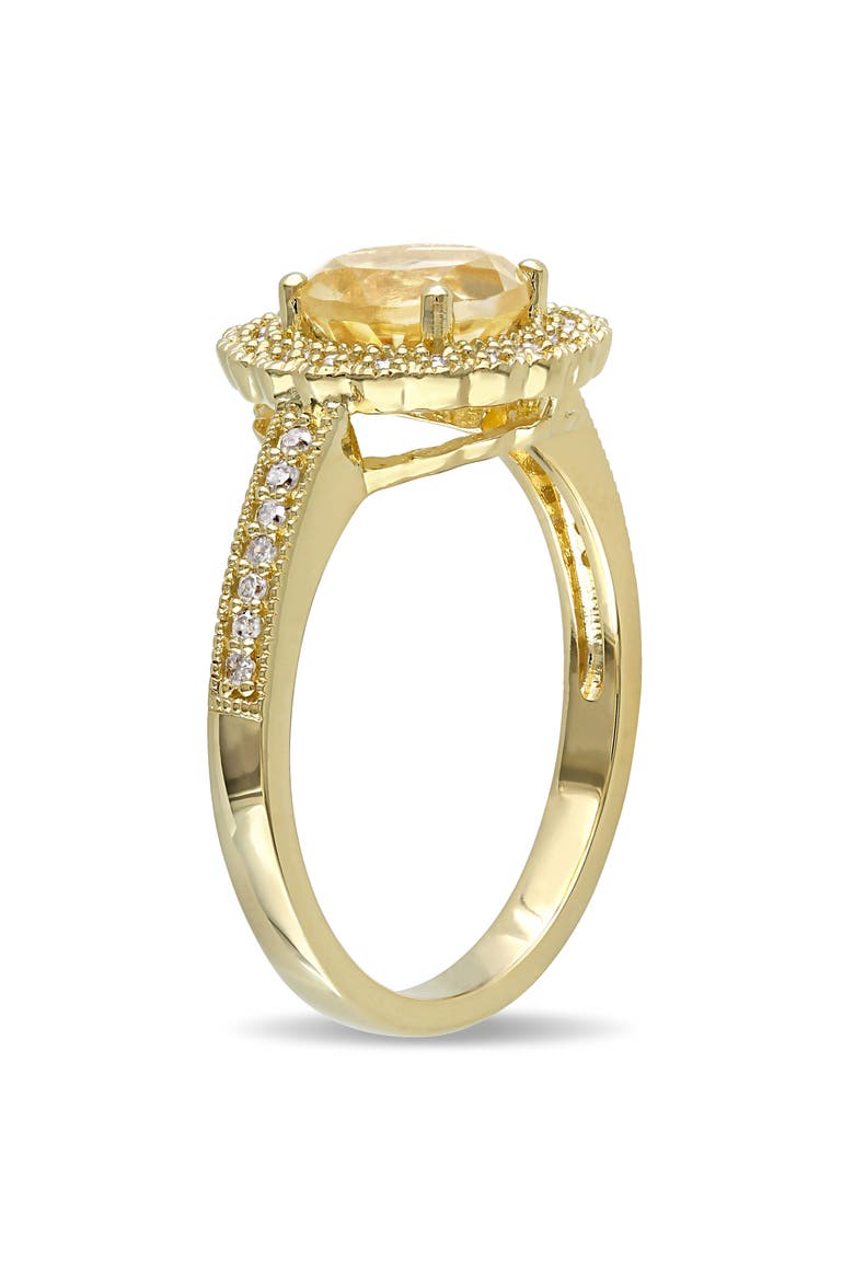 Gemstone & Diamond Halo Ring Yellow-Plated, Alternate, color, Citrine