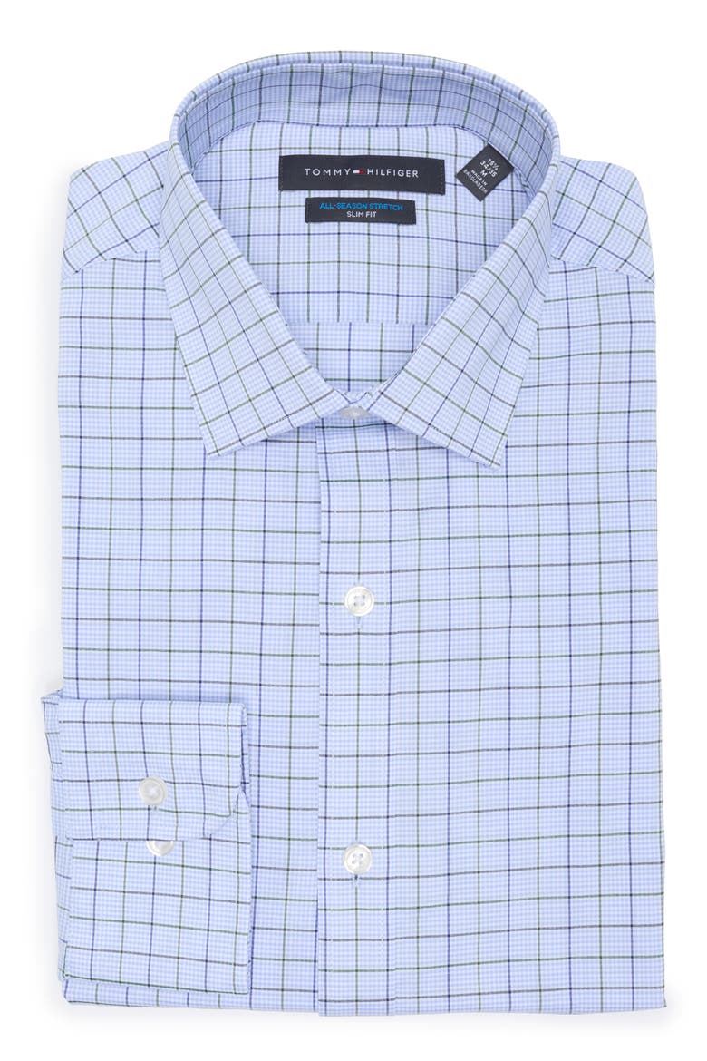 Check All-Season Stretch Long Sleeve Slim Fit Dress Shirt, Alternate, color, GREEN MULTI