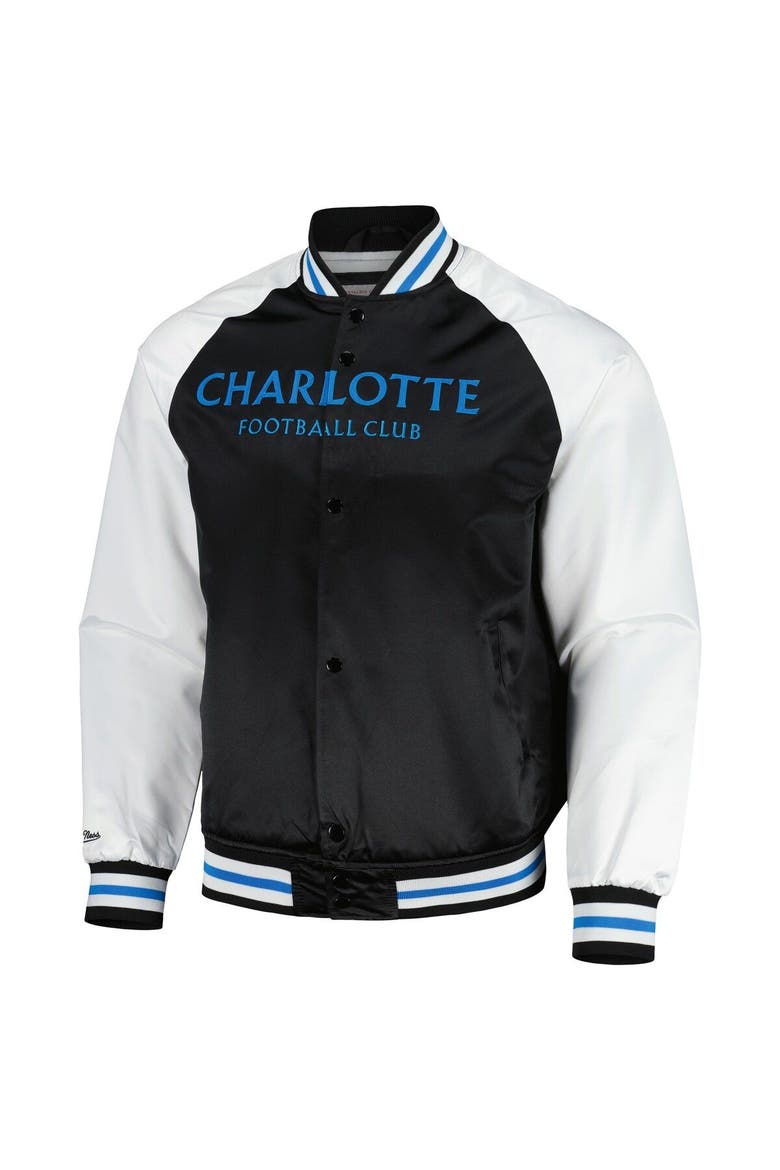 Men's Mitchell & Ness  Black Charlotte FC Satin Raglan Full-Snap Jacket, Alternate, color, Black