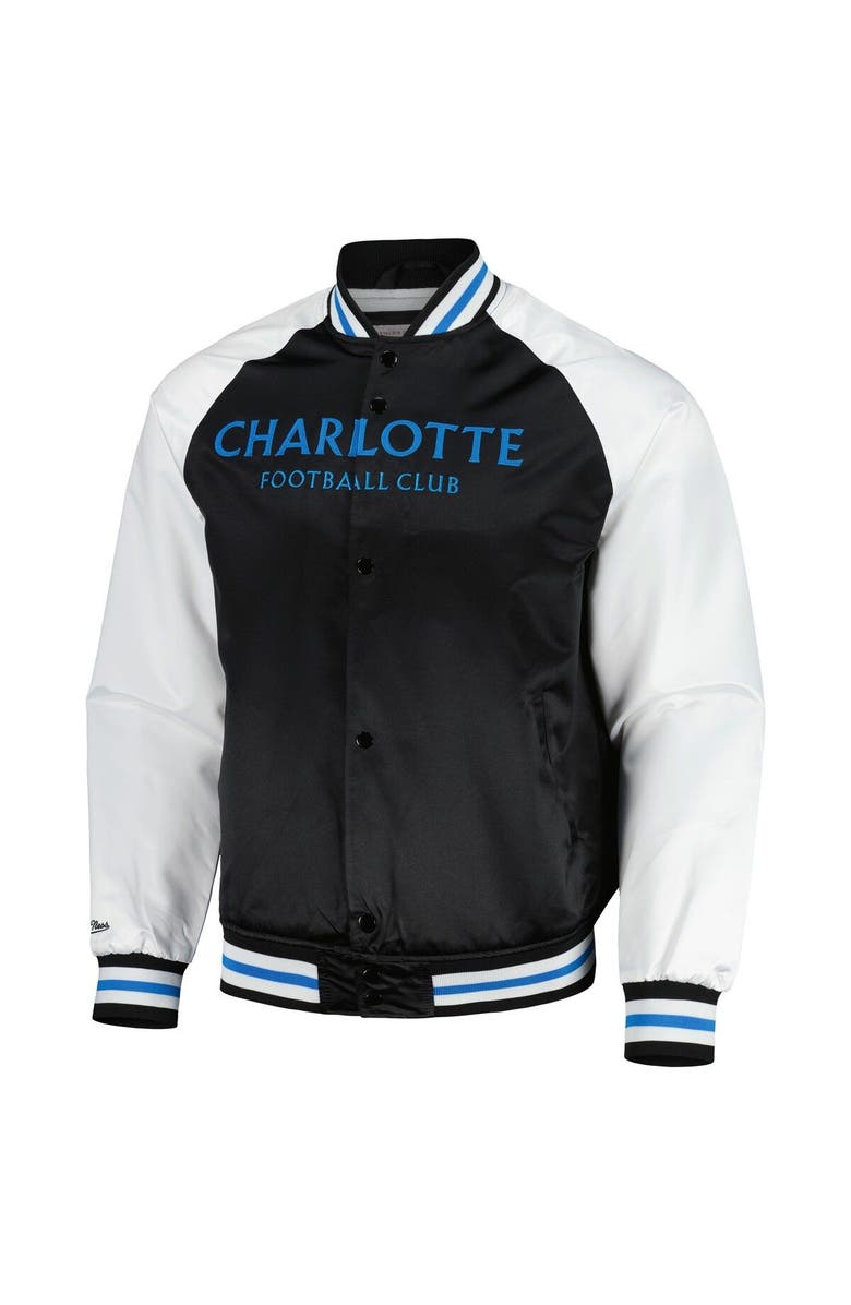 Mitchell & Ness Men's Mitchell & Ness Black Charlotte FC Satin Raglan Full-Snap Jacket, Alternate, color,