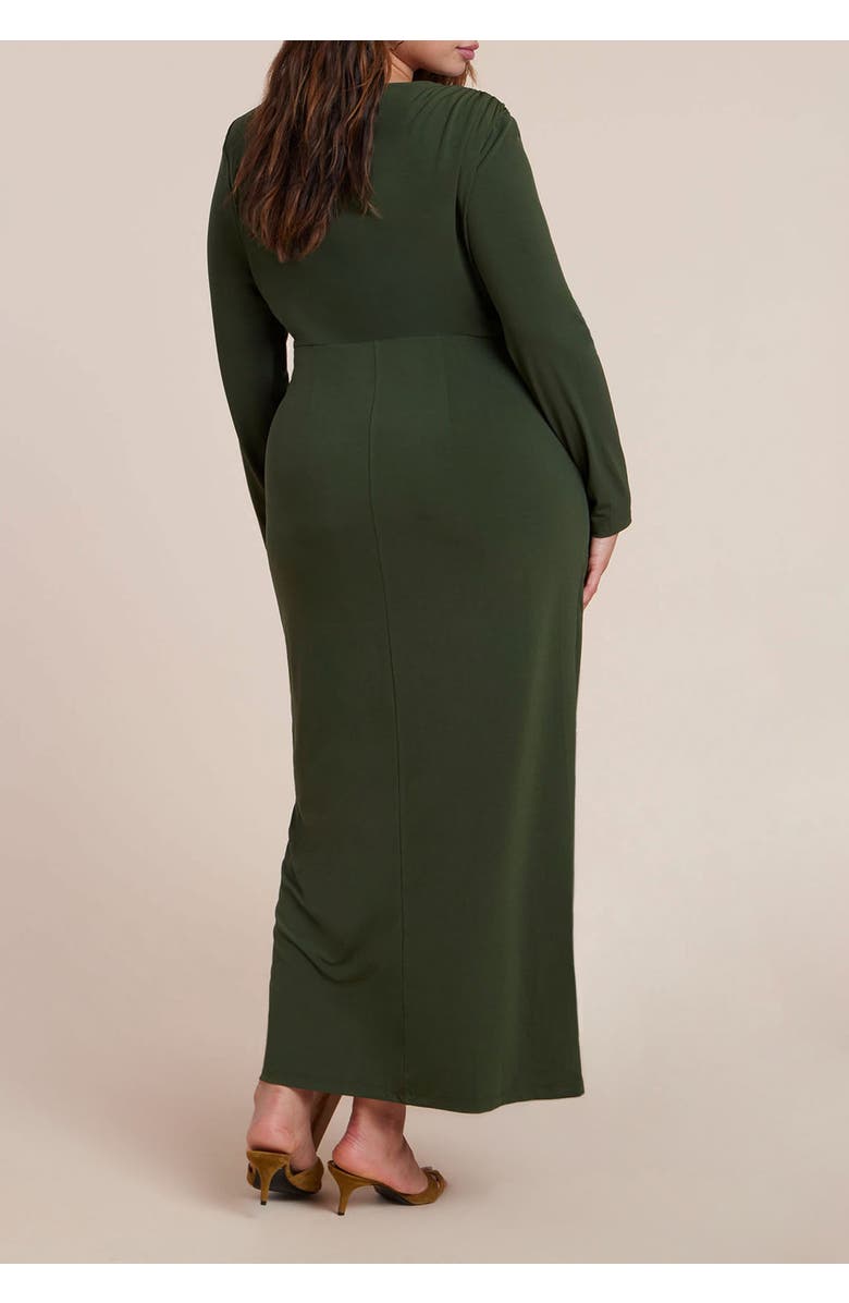 ELOQUII Twist Detail Knit Maxi Dress, Alternate, color, Kombu Green