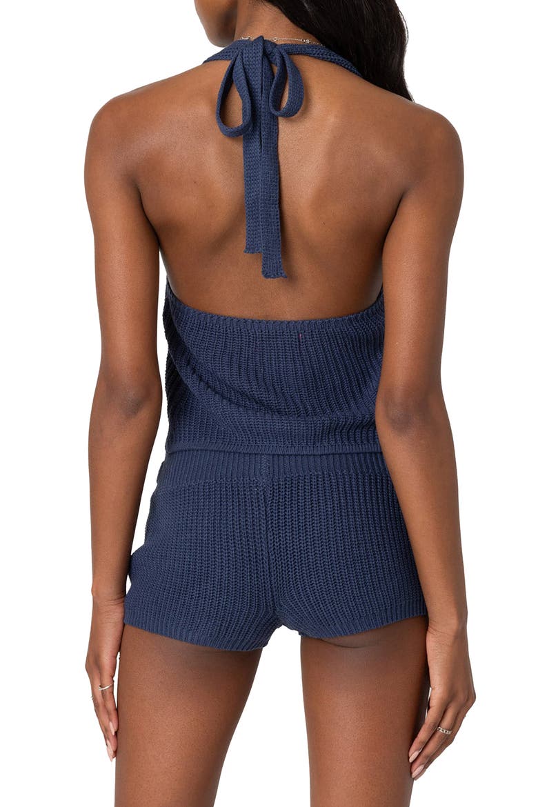 Belted Halter Sweater Tank, Alternate, color, NAVY