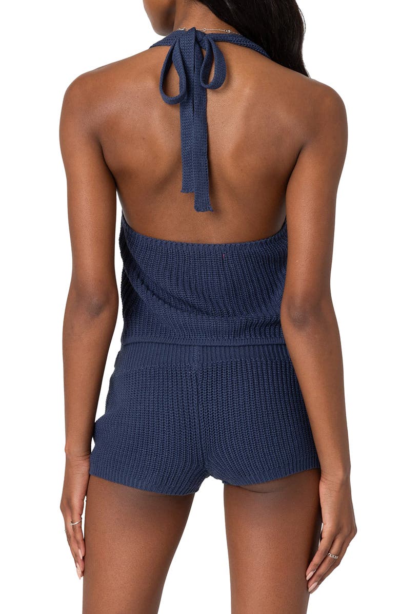 EDIKTED Belted Halter Sweater Tank, Alternate, color, Navy