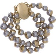 SAACHI Statement Grey Freshwater Pearl Triple Row Bracelet