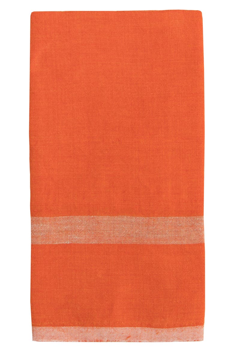 Set of 2 Laundered Linen Tea Towels, Main, color, ORANGE/NATURAL