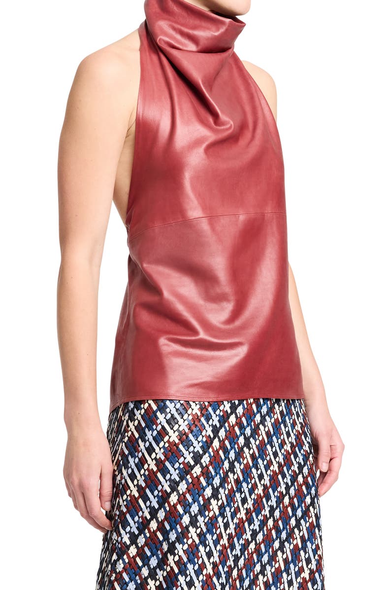 TWP Friday Night Halter Leather Top, Alternate, color, Karanda Red
