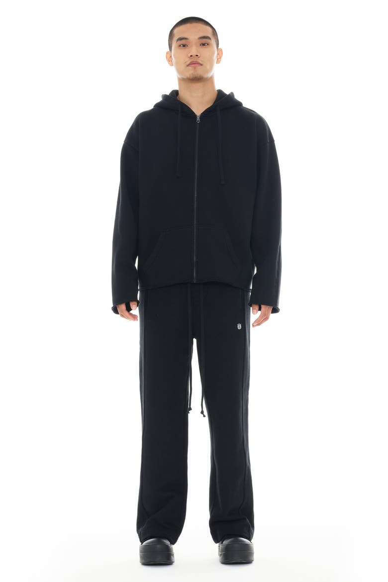 Core Raw Hem French Terry Zip Hoodie, Alternate, color, BLACK