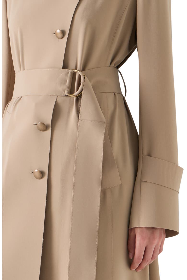 Laser Cut Technical Crepe Trench Coat, Alternate, color, BEIGE