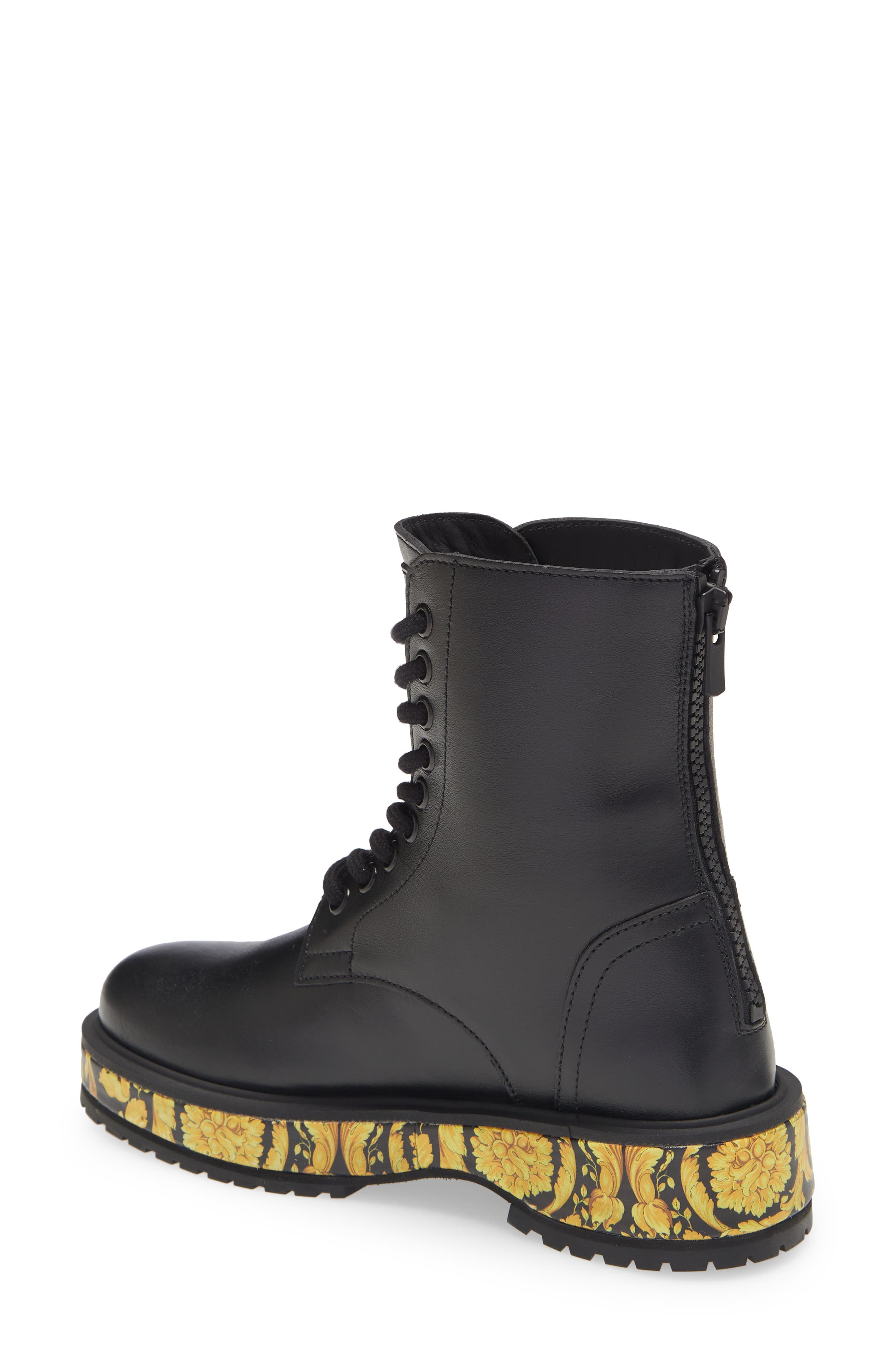 Versace KIds' Barocco Lace-Up Combat Boot, Alternate, color, 