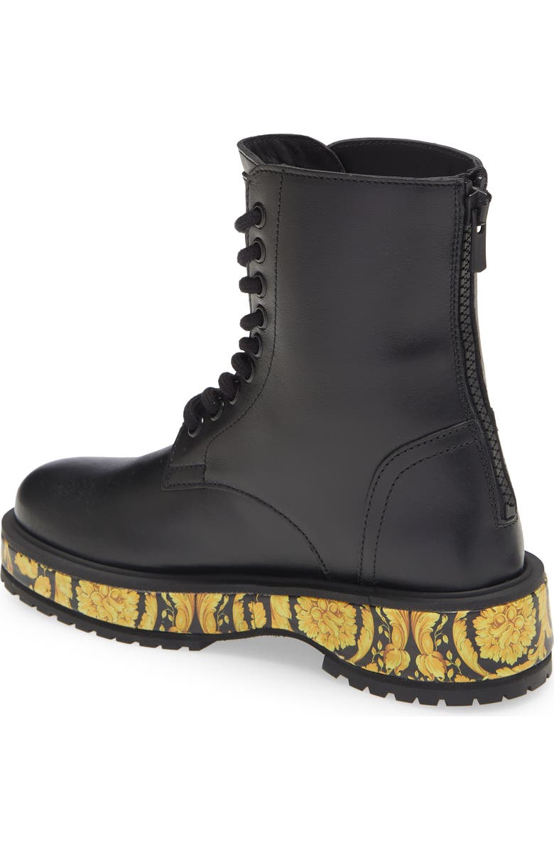 Versace KIds' Barocco Lace-Up Combat Boot, Alternate, color,