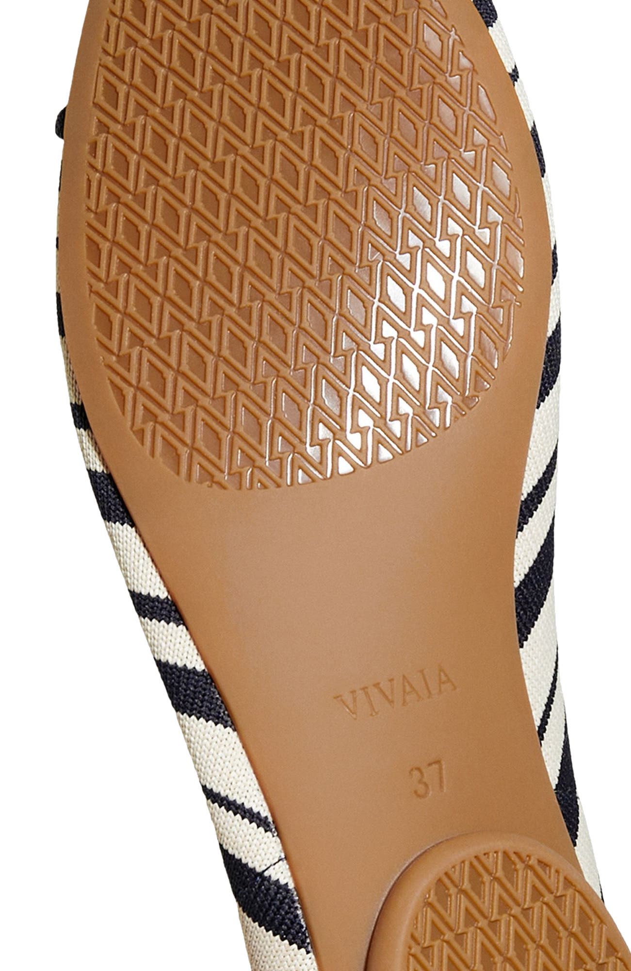 VIVAIA Almond-Toe Bow Flats, Alternate, color, Navy Ivory Multi Stripe