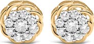 Haus of Brilliance 10K Yellow Gold Plated Silver 1/2 Ct Diamond Cluster Stud Earrings
