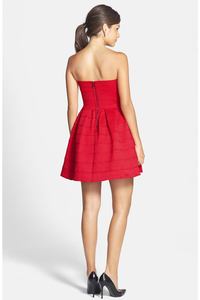 dee elle Textured Strapless Dress, Alternate, color, RED