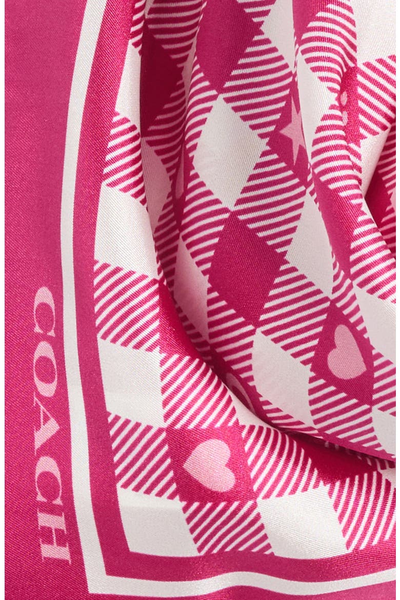 Gingham Play Silk Scarf, Alternate, color, DARK FUCHSIA
