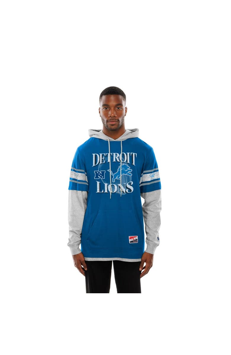 New Era Men's New Era Blue Detroit Lions Twofer Layered Long Sleeve Hoodie T-Shirt, Alternate, color, Blue