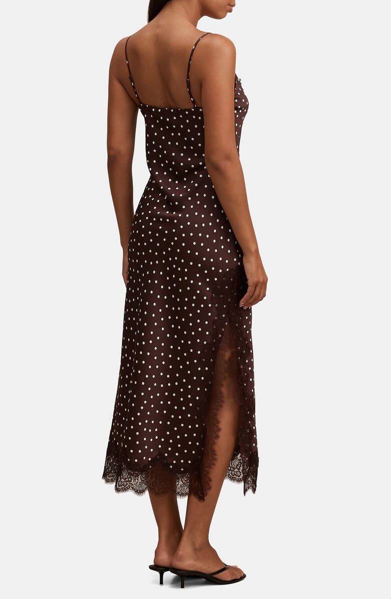 Ever New Jess Polka Dot Lace Trim Satin Midi Slipdress, Alternate, color, Jaya Spot
