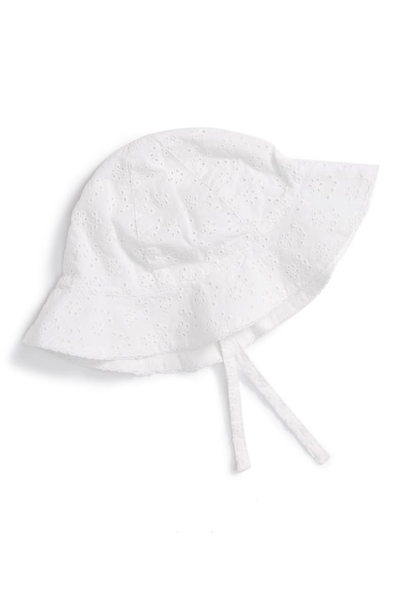 Baby Eyelet Sun Hat, Main, color, WHITE