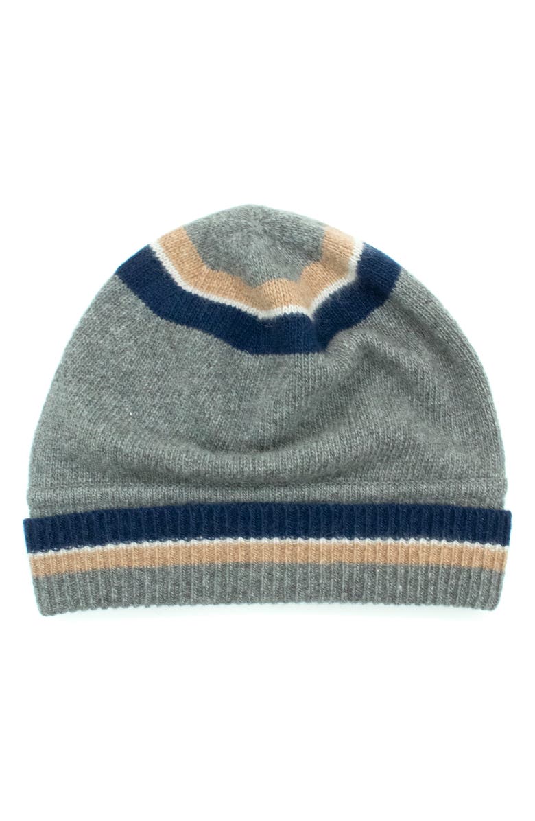 Portolano Mini Stripe Cashmere Beanie, Main, color, Blk Combo