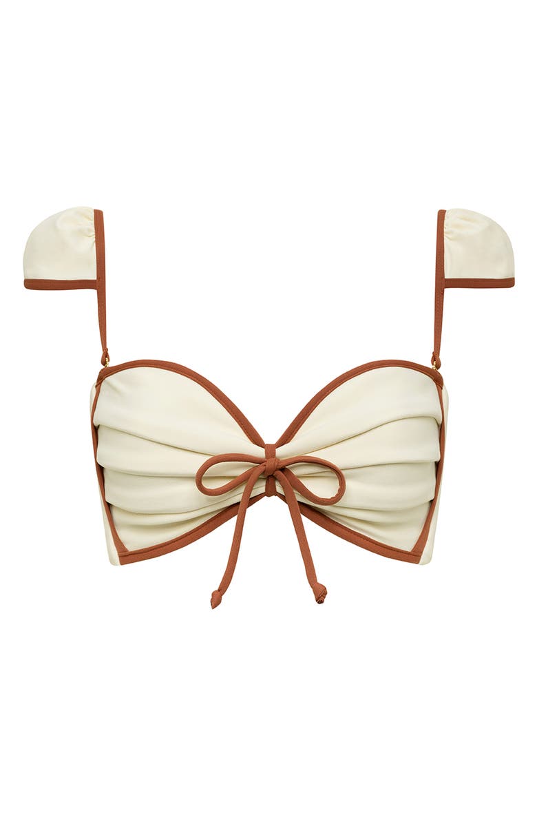 MONTCE Camana Contrast Binding Cap Sleeve Bikini Top, Alternate, color, Oat Terracotta