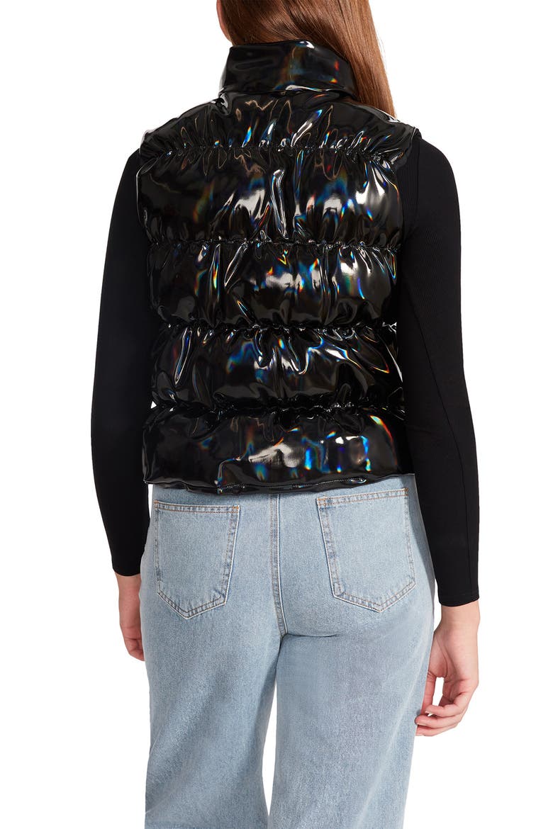 Gabriella Holographic Puffer Vest, Alternate, color, BLACK