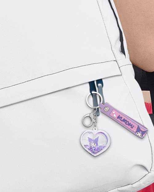 Hello Kitty Kuromi Purple Heart Liquid Keychain In Purple
