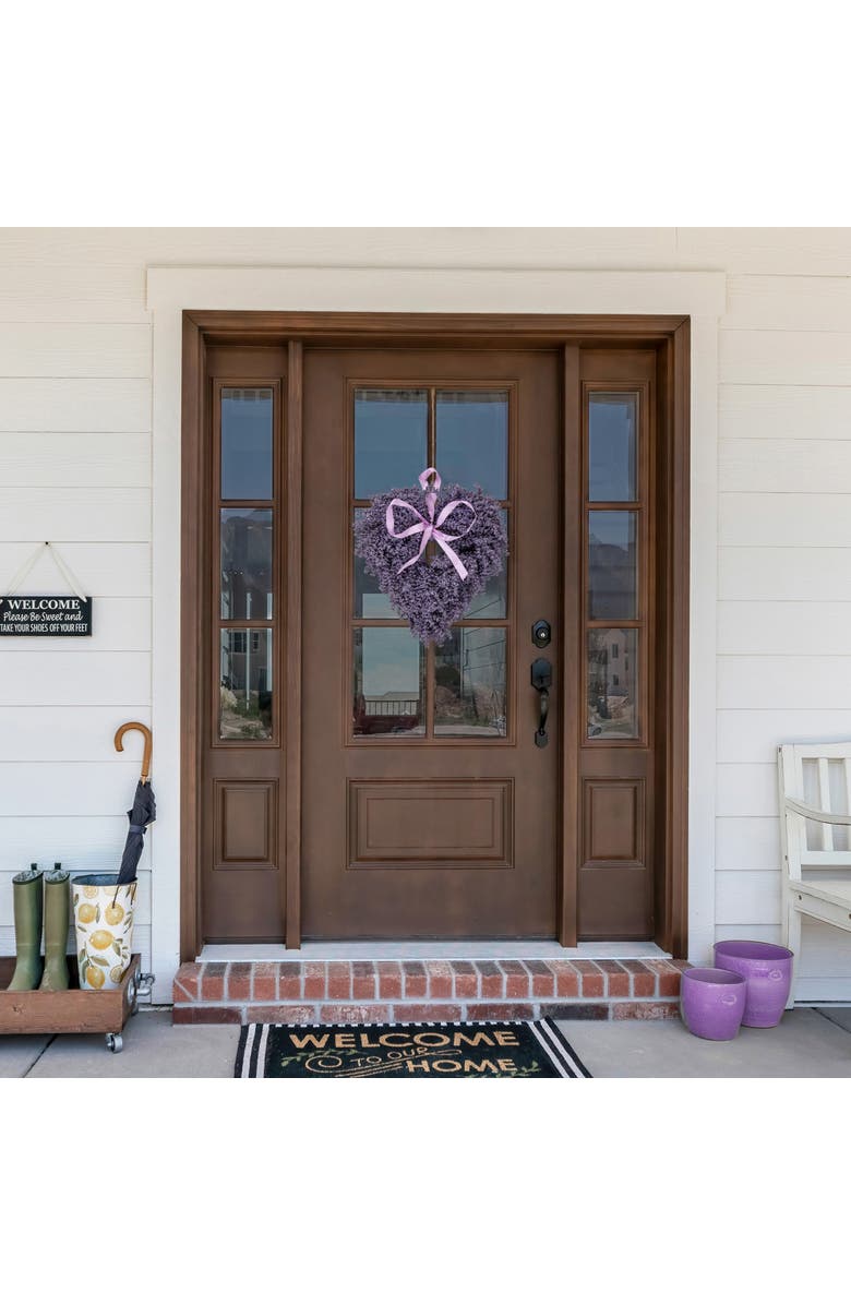Northlight Artificial Lavender Heart Spring Wreath - 17.5", Alternate, color, 