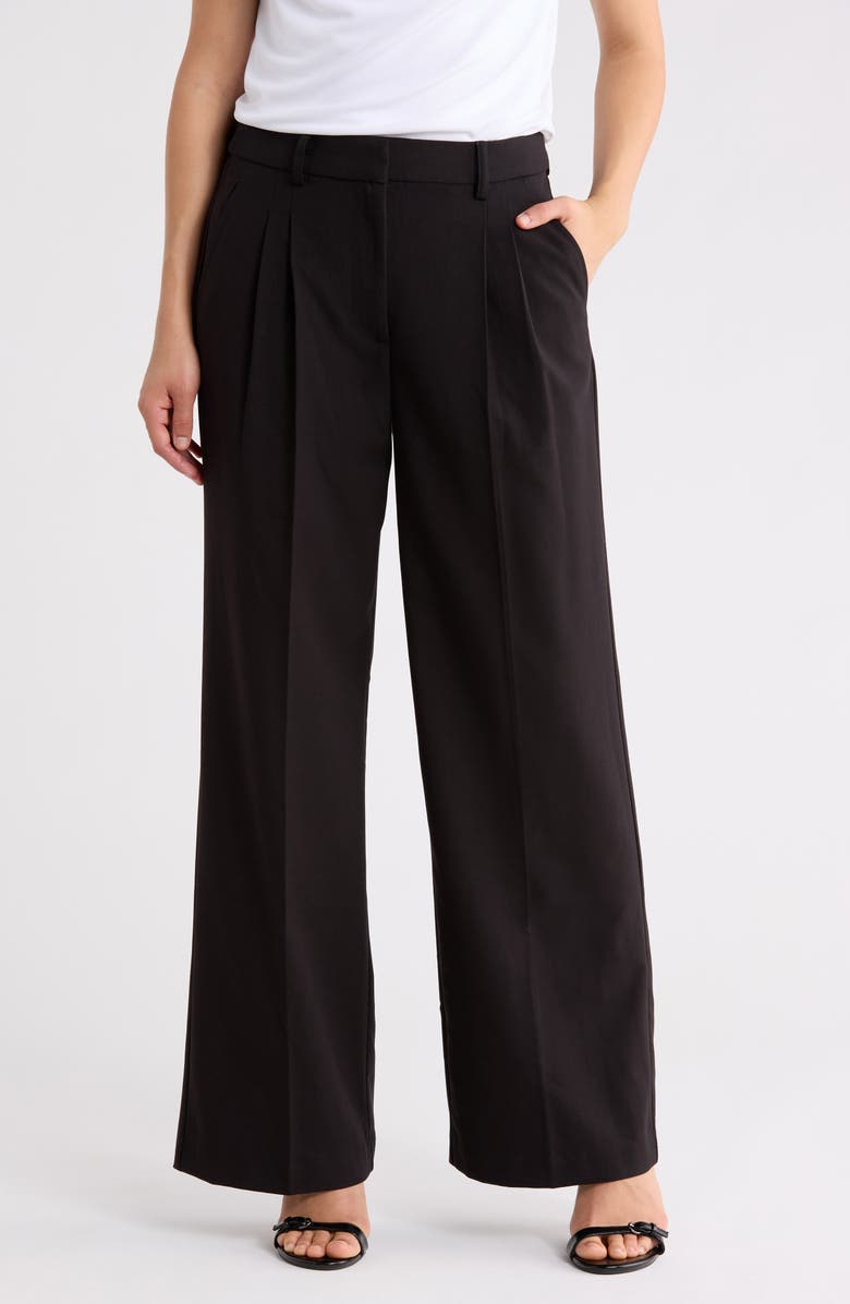 Ted Baker Tailored Wide Leg Pants, Main, color, Rich Black
