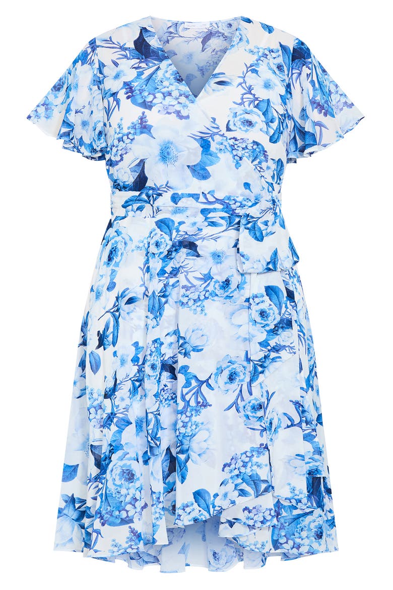 Floral Print Wrap Dress, Alternate, color, BLUEBELL