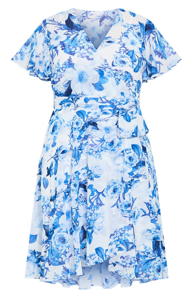 City Chic Floral Print Wrap Dress, Alternate, color, 