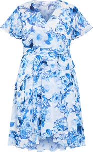 City Chic Floral Print Wrap Dress