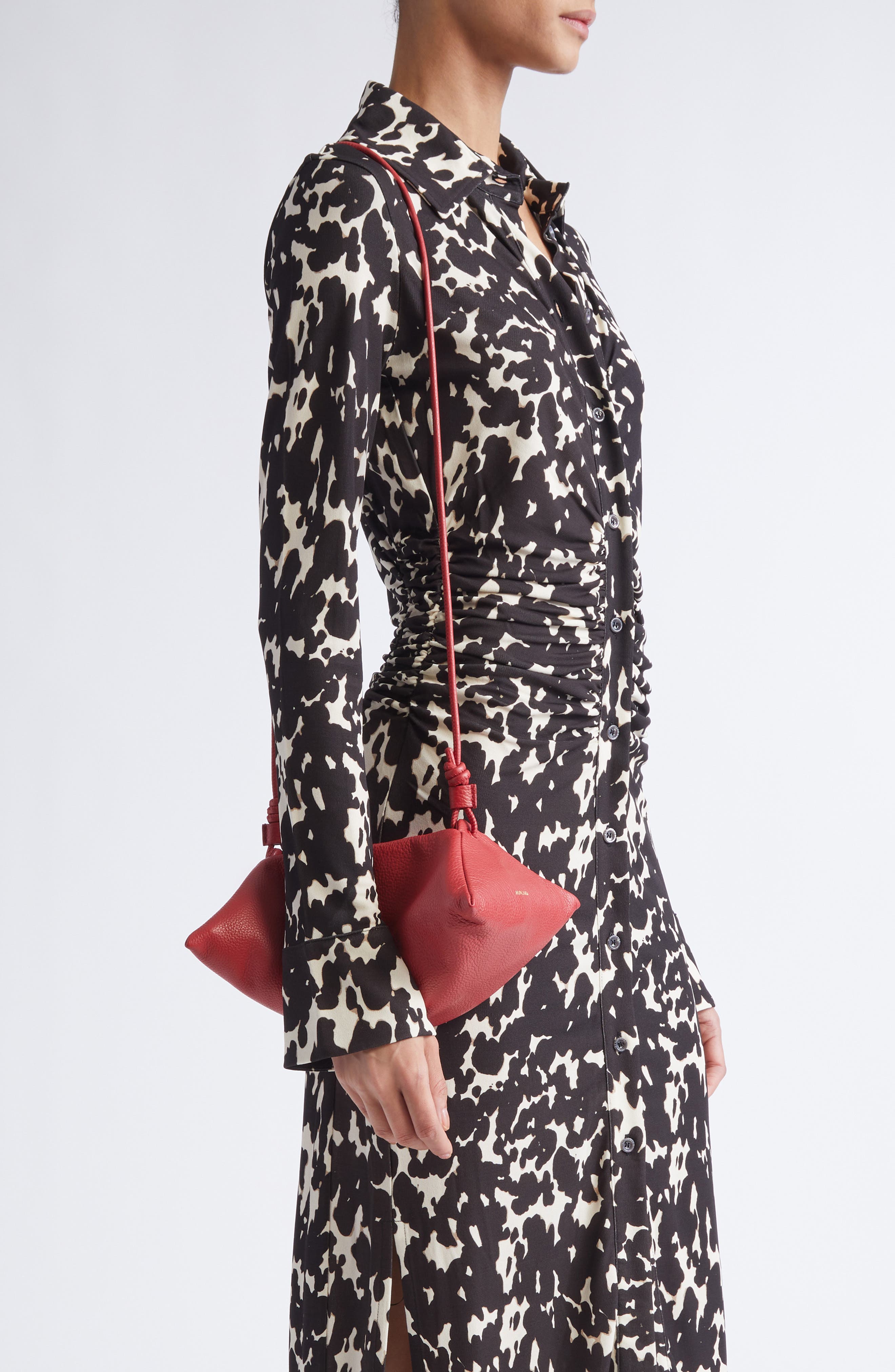 Mini Origami Leather Crossbody Bag, Alternate, color, RED