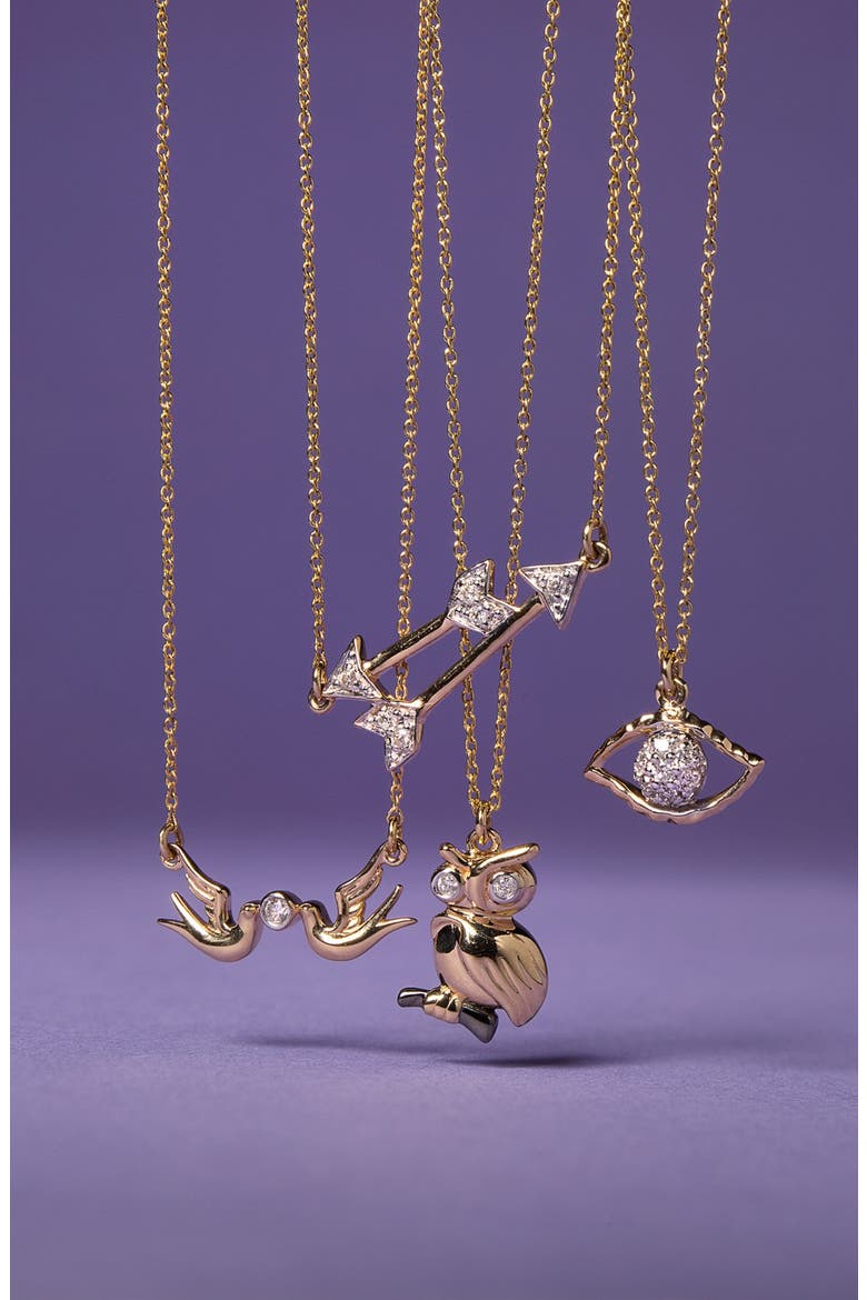 Owl Pendant Necklace, Alternate, color, YELLOW GOLD