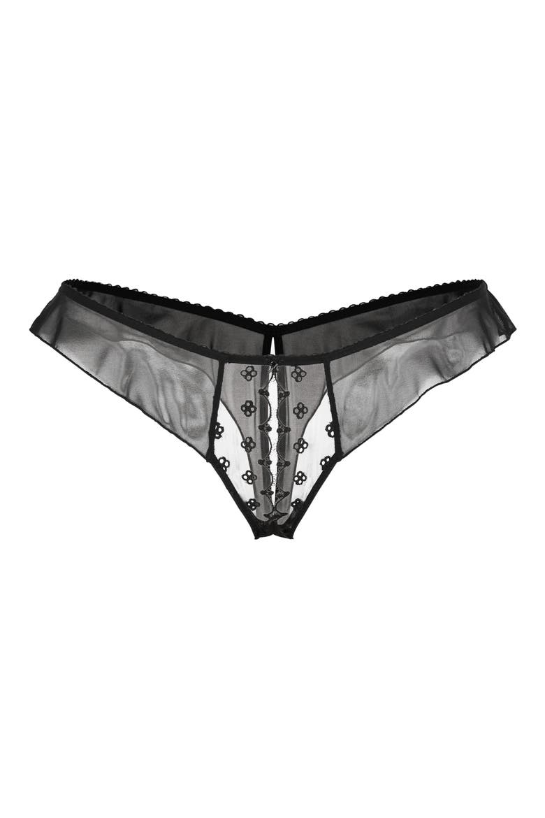Sweet Fetish Crotchless Brazilian Panties, Alternate, color, BLACK CAVIAR