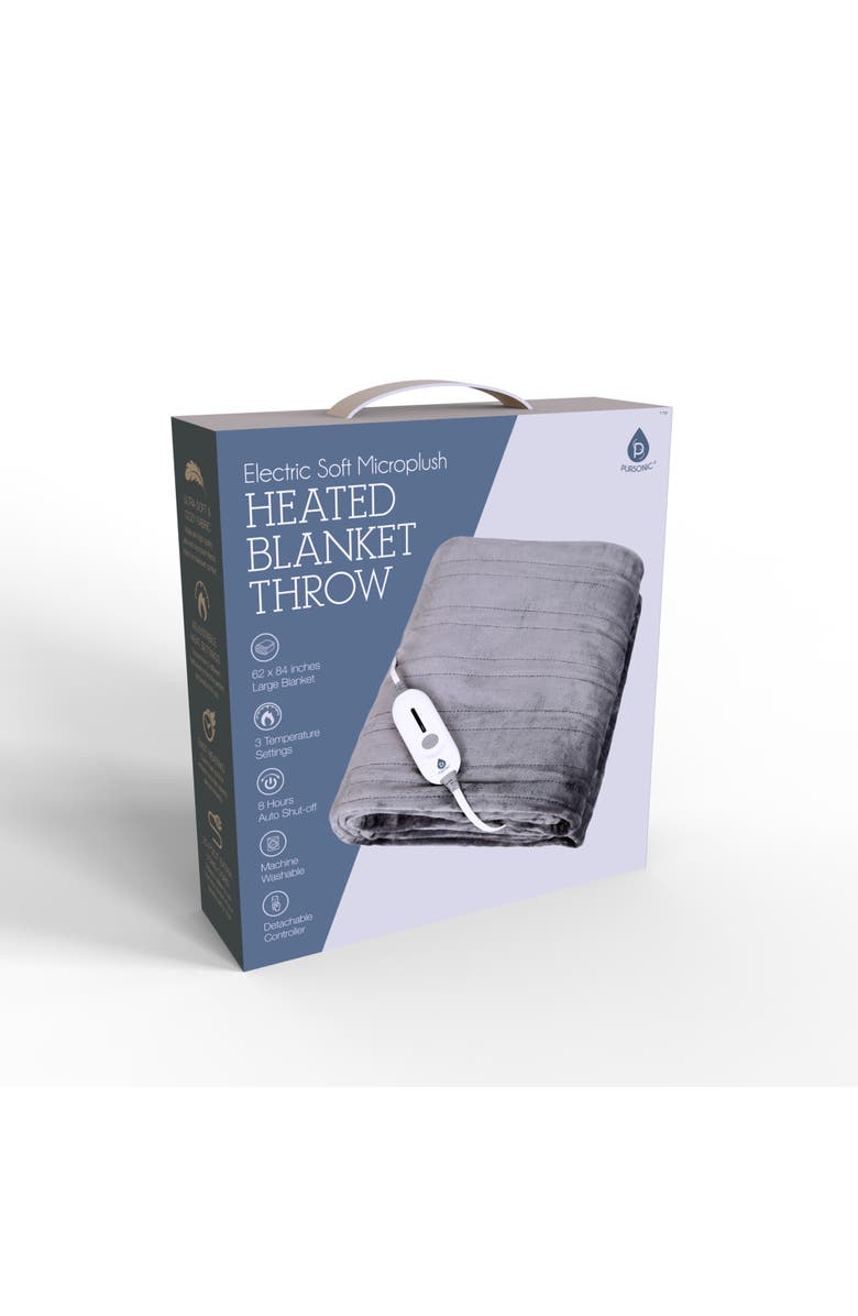 PURSONIC Electric Soft Microplush Heated Throw Blanket, Main, color, Grey