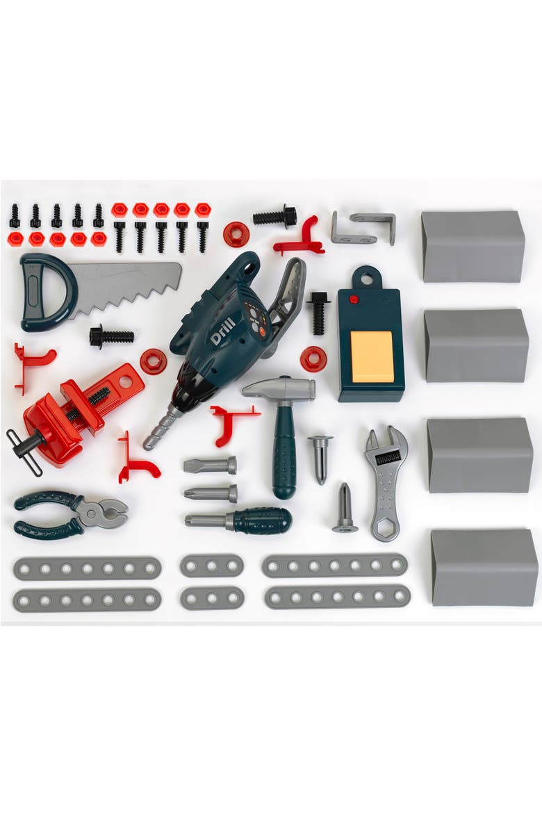 BOSCH Adjustable Height Pretend Play Workbench 48 Pcs Tool Playset, Ages 3+, Alternate, color, Multicolored