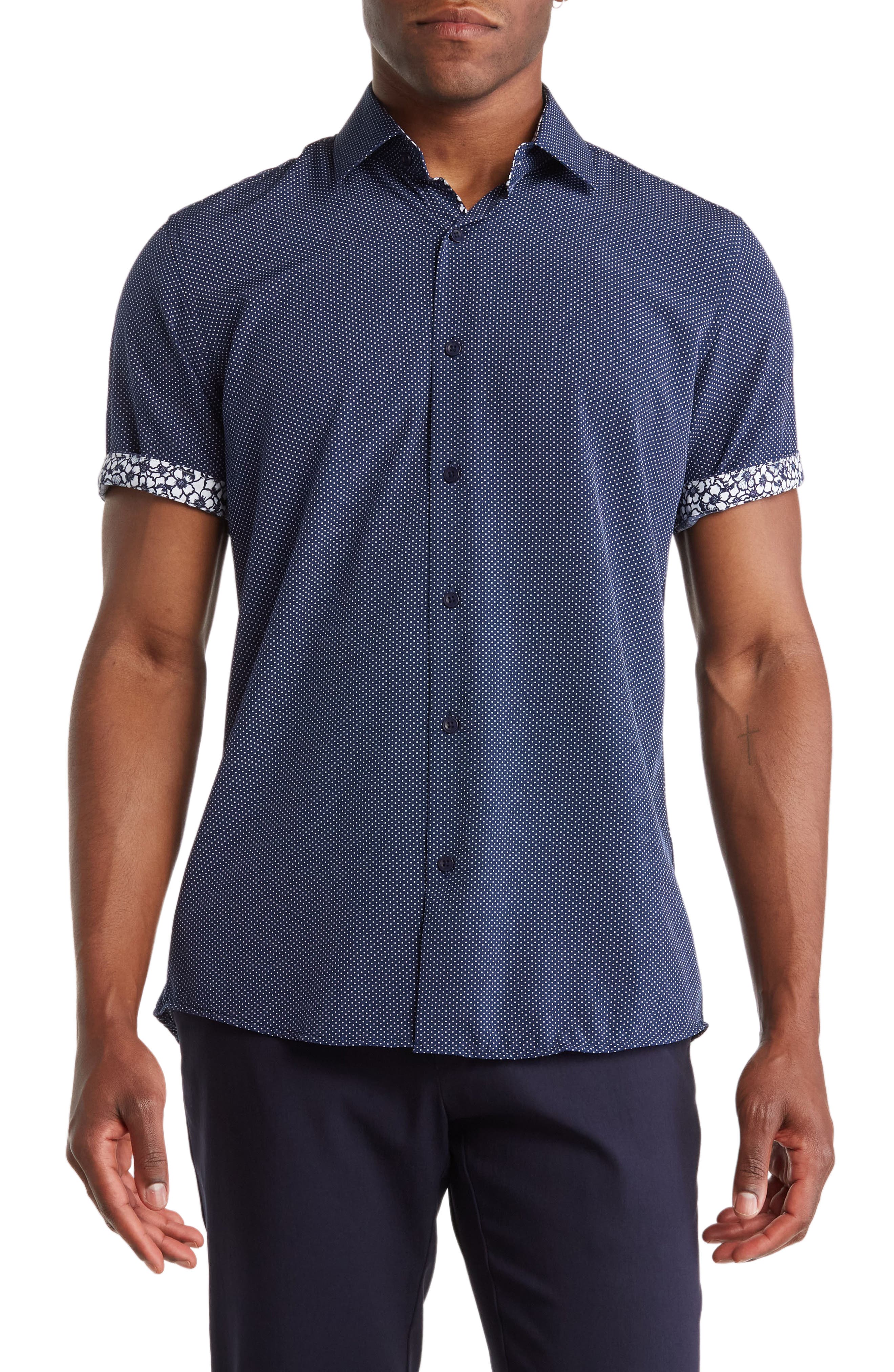 Slim Fit Short Sleeve Performance Stretch Button-Up Shirt