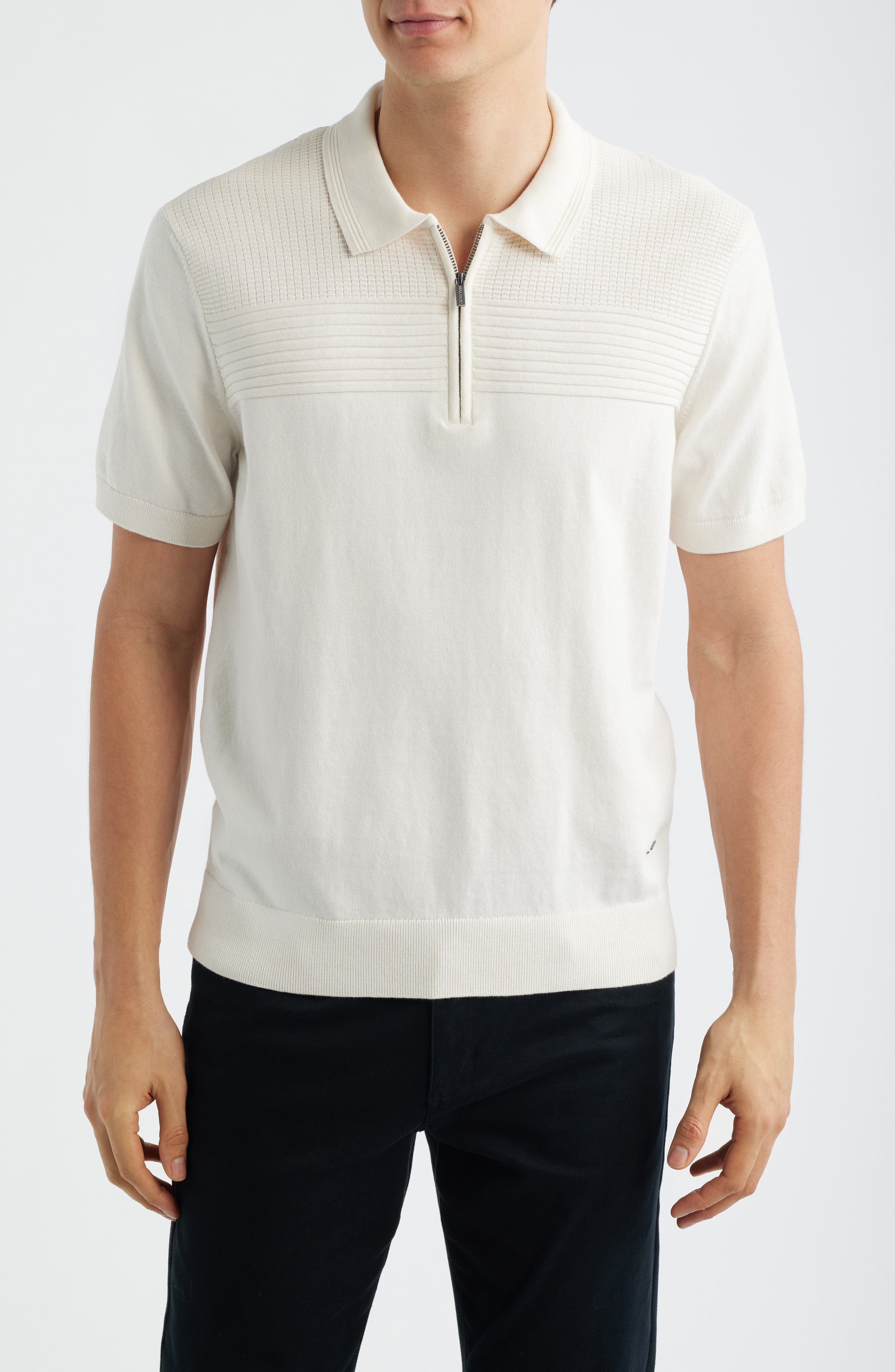 Quarter Zip Cotton Blend Polo Sweater - image 4