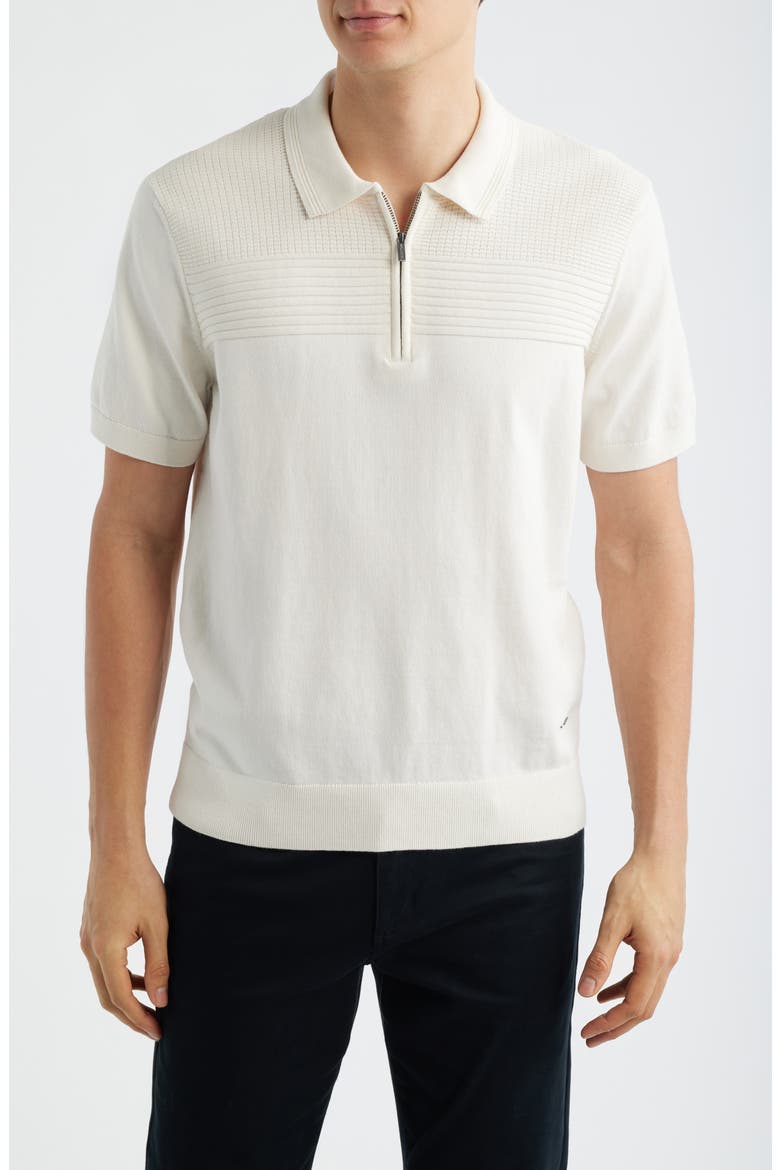 Quarter Zip Cotton Blend Polo Sweater, Main, color, IVORY