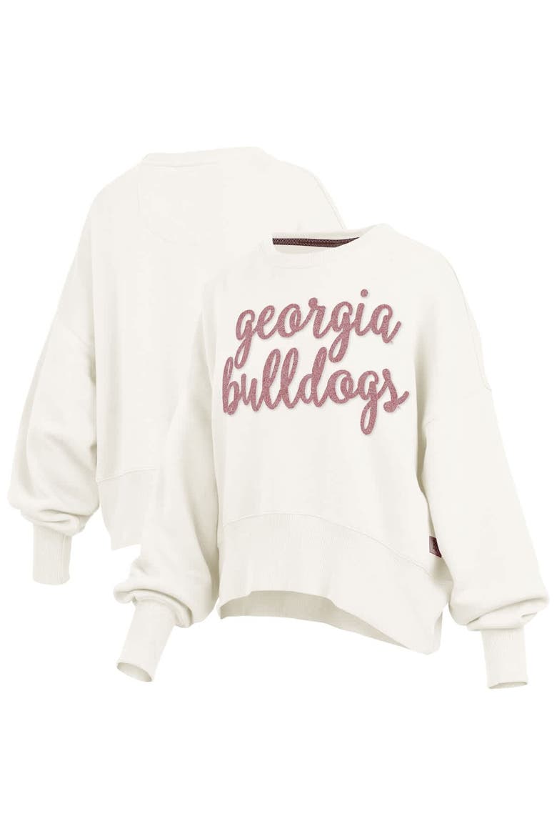 Women's Pressbox Cream Georgia Bulldogs Chelsea Oversized Pullover Sweatshirt, Main, color, Cream