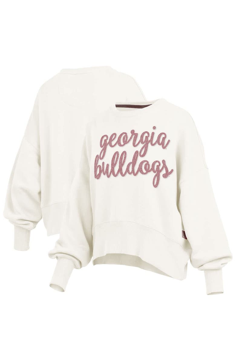 PRESSBOX Women's Pressbox Cream Georgia Bulldogs Chelsea Oversized Pullover Sweatshirt, Main, color, Cream