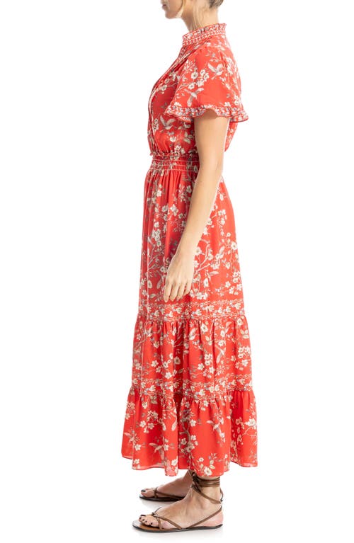 Max Studio Floral Tiered Maxi Dress In Bkd Apple Crn Blossom