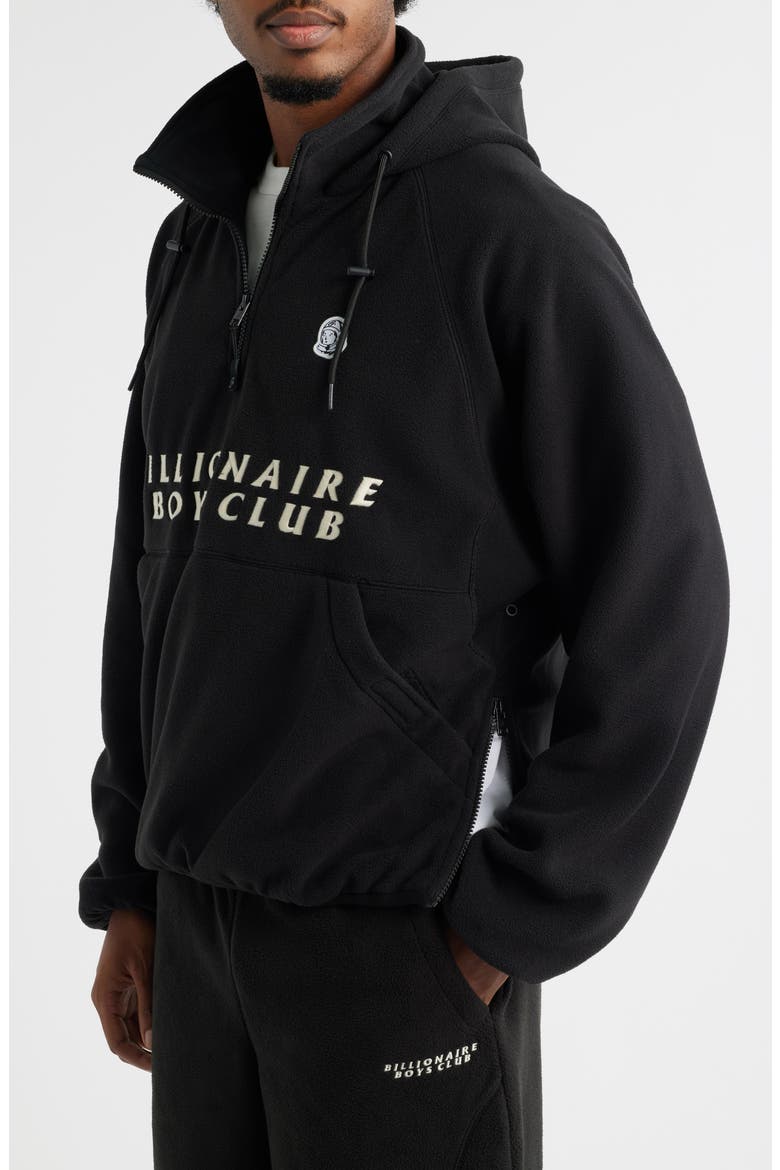 BB Windrunner Hooded Fleece Quarter Zip Pullover, Alternate, color, BLACK