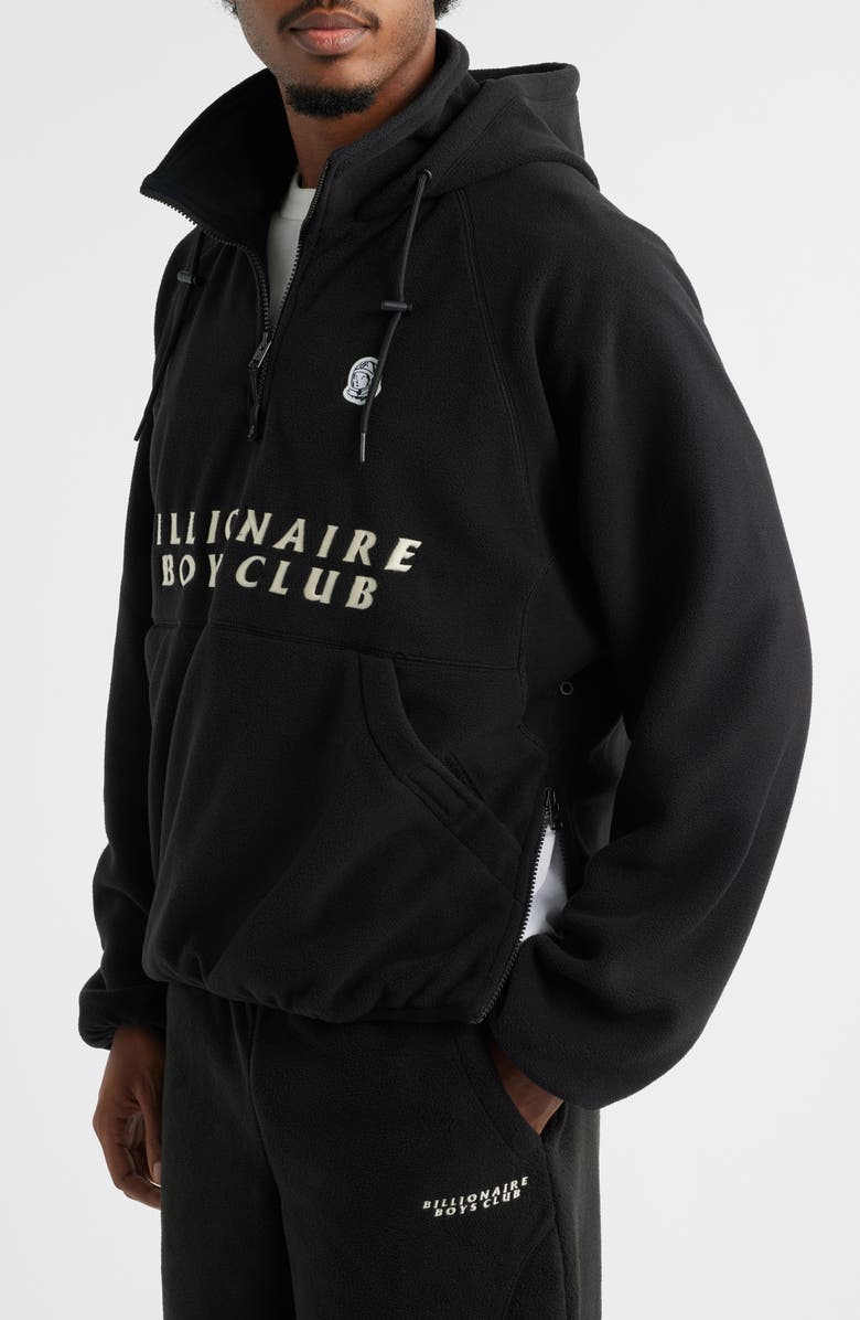 Billionaire Boys Club BB Windrunner Hooded Fleece Quarter Zip Pullover, Alternate, color, Black
