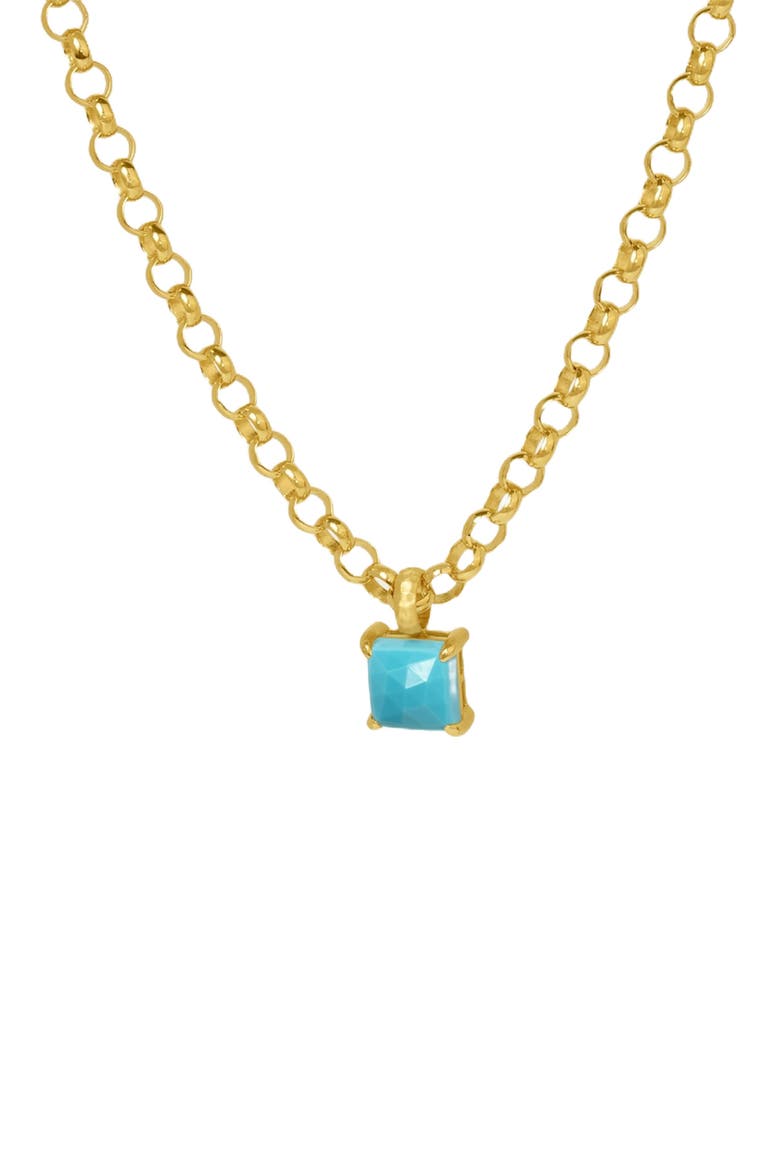 Nomal Lab Created Turquoise Pendant Necklace, Main, color, TURQUOISE SKY/GOLD